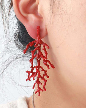 Red Coral Drop Earrings