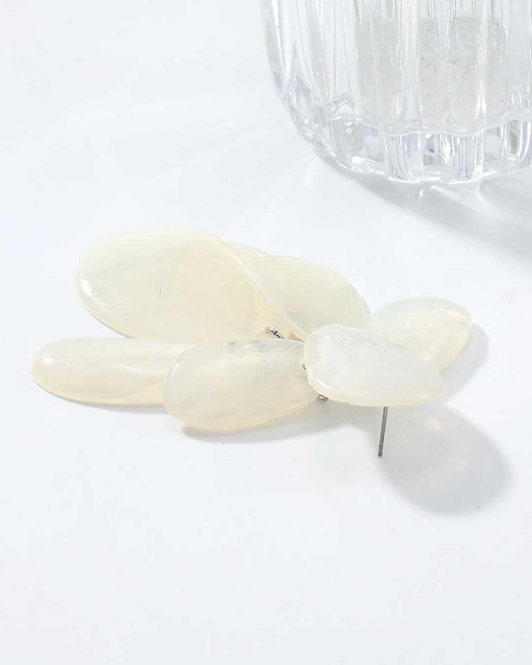 White Boho Oversized Teardrop Resin Drop Earrings