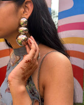 Bebo Chunky Silver Metallic Statement Earrings