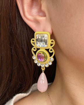 Vintage Long Acrylic Resin Drop Earrings