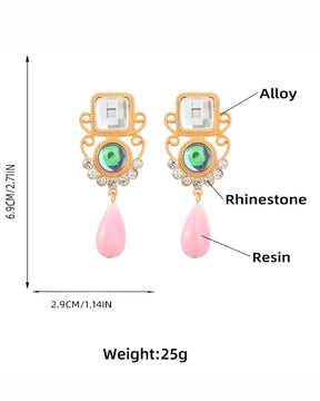 Vintage Long Acrylic Resin Drop Earrings