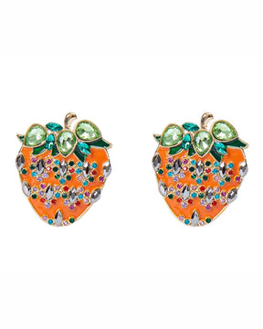 Orange Strawberry Stud Earrings