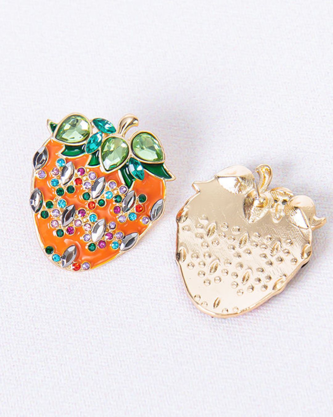 Orange Strawberry Stud Earrings