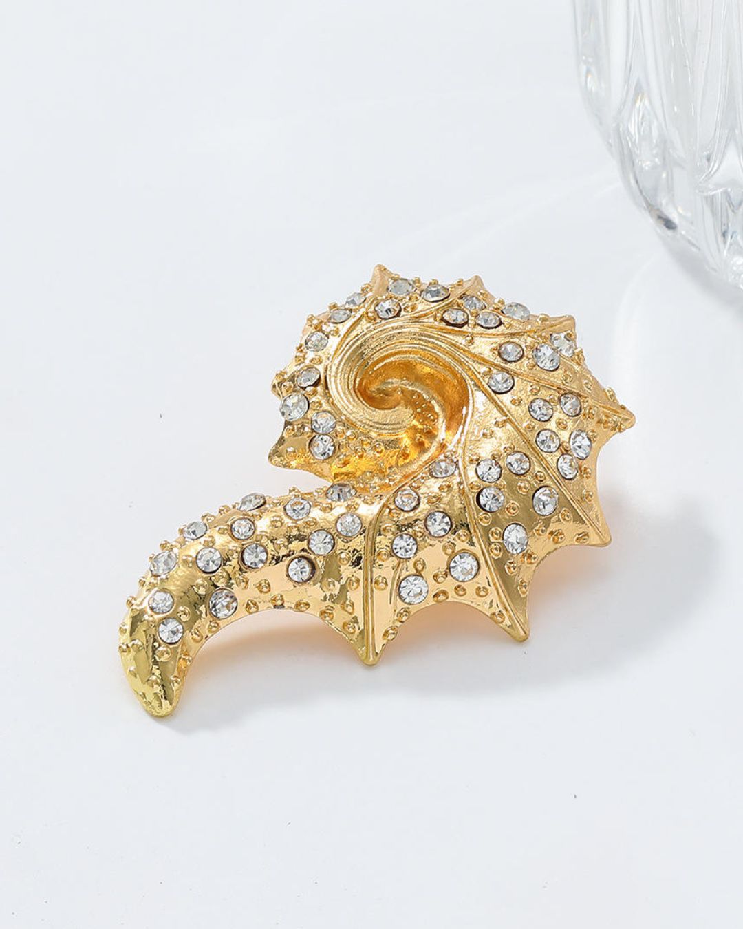 Ocean Beach Metal Crystal Conch Stud Earrings