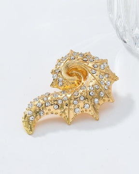 Ocean Beach Metal Crystal Conch Stud Earrings