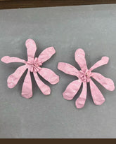 Pink Petal Beaded Flower Stud Earrings