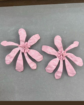 Pink Petal Beaded Flower Stud Earrings