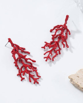 Red Coral Drop Earrings