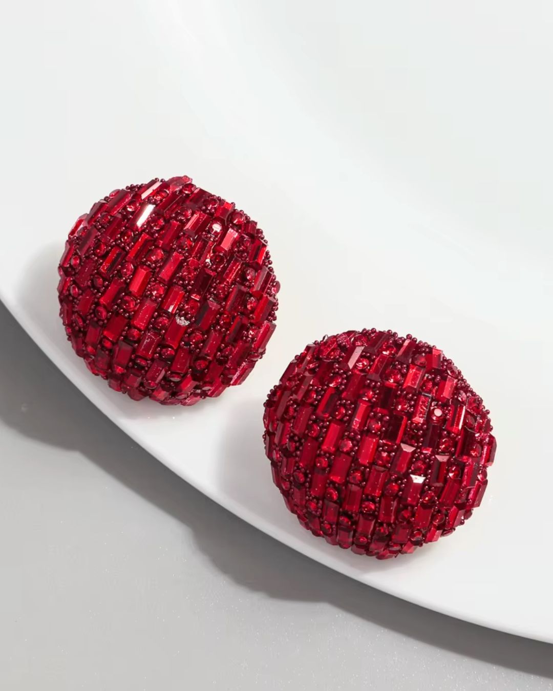 Bling Blogger Red Stud Earrings - Small