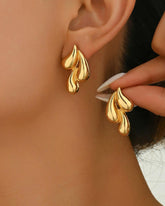 Triple Golden Dainty Tear-Drop Stud Earrings