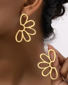 Half Floral Golden Stud Earrings