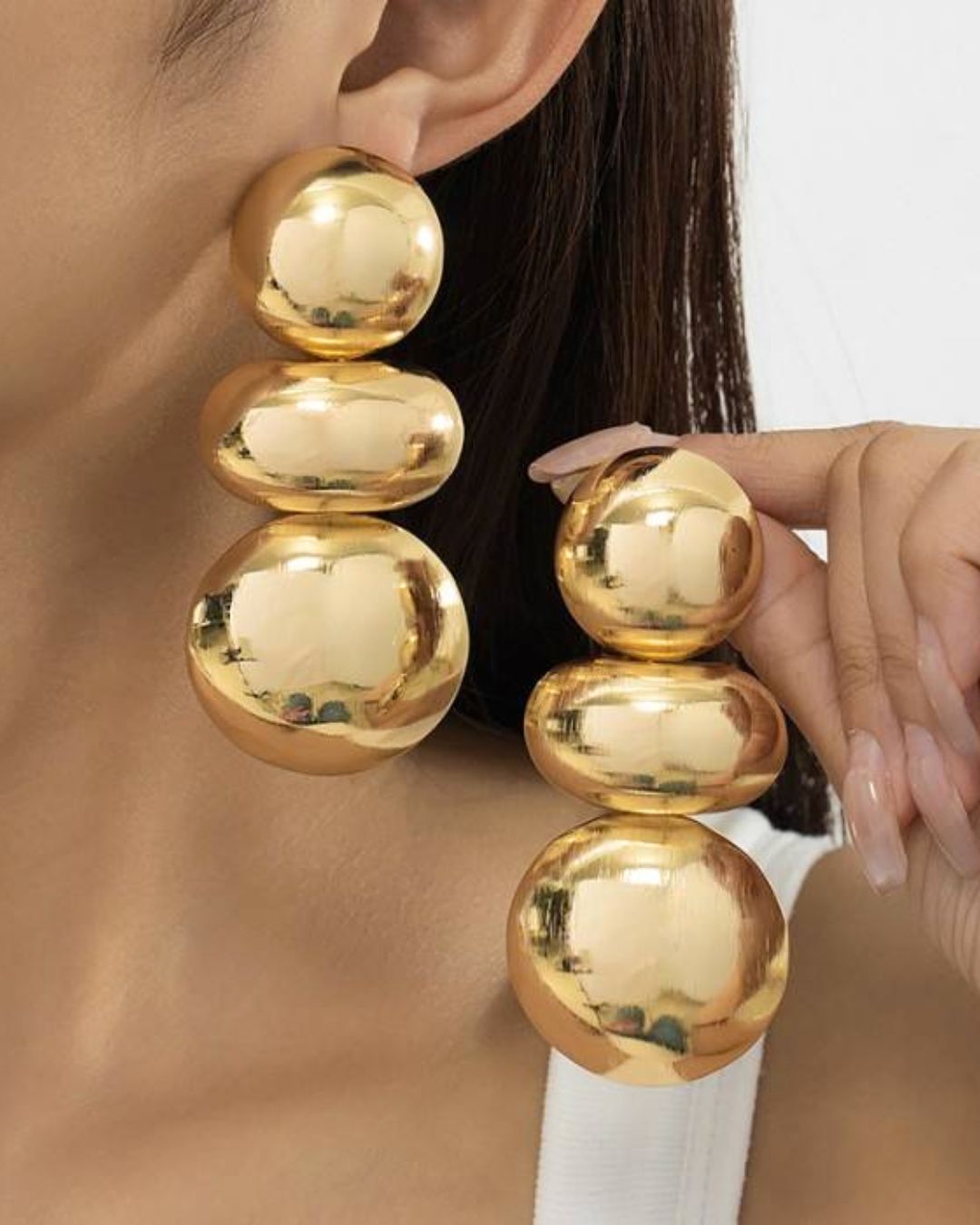 Chunky Golden Metallic Statement Earrings