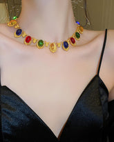 Multi- Color Oval Resin Necklace