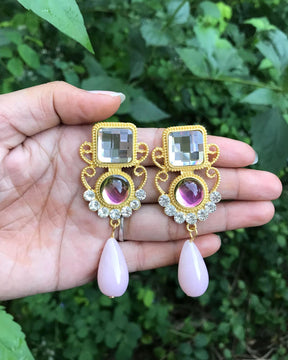 Vintage Long Acrylic Resin Drop Earrings