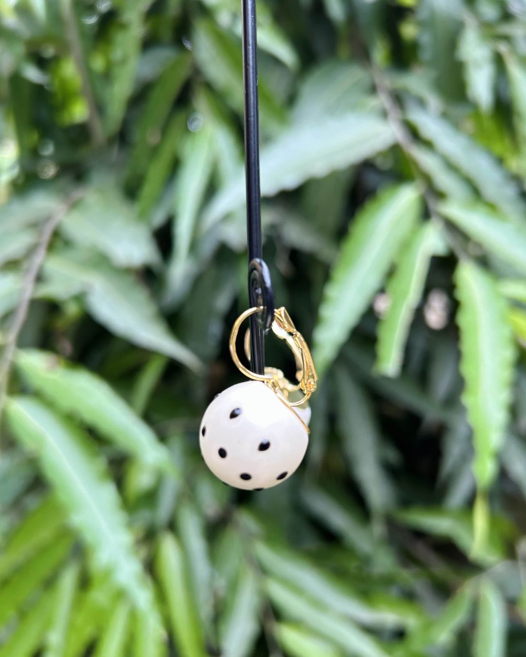 White Polka Dot Hoop Earrings