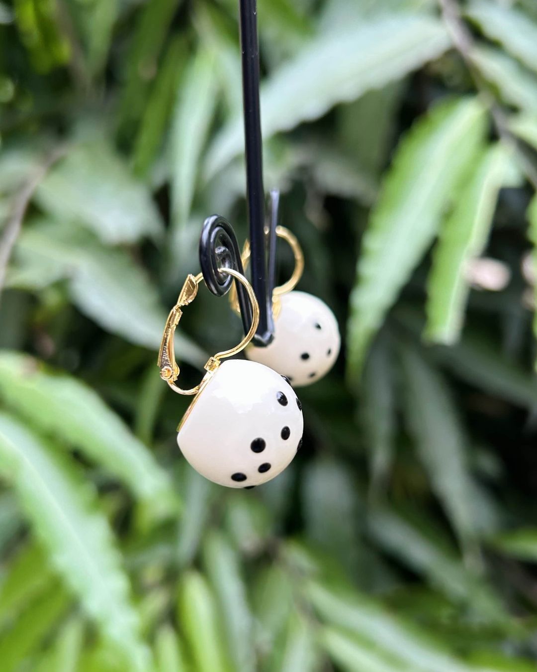 White Polka Dot Hoop Earrings