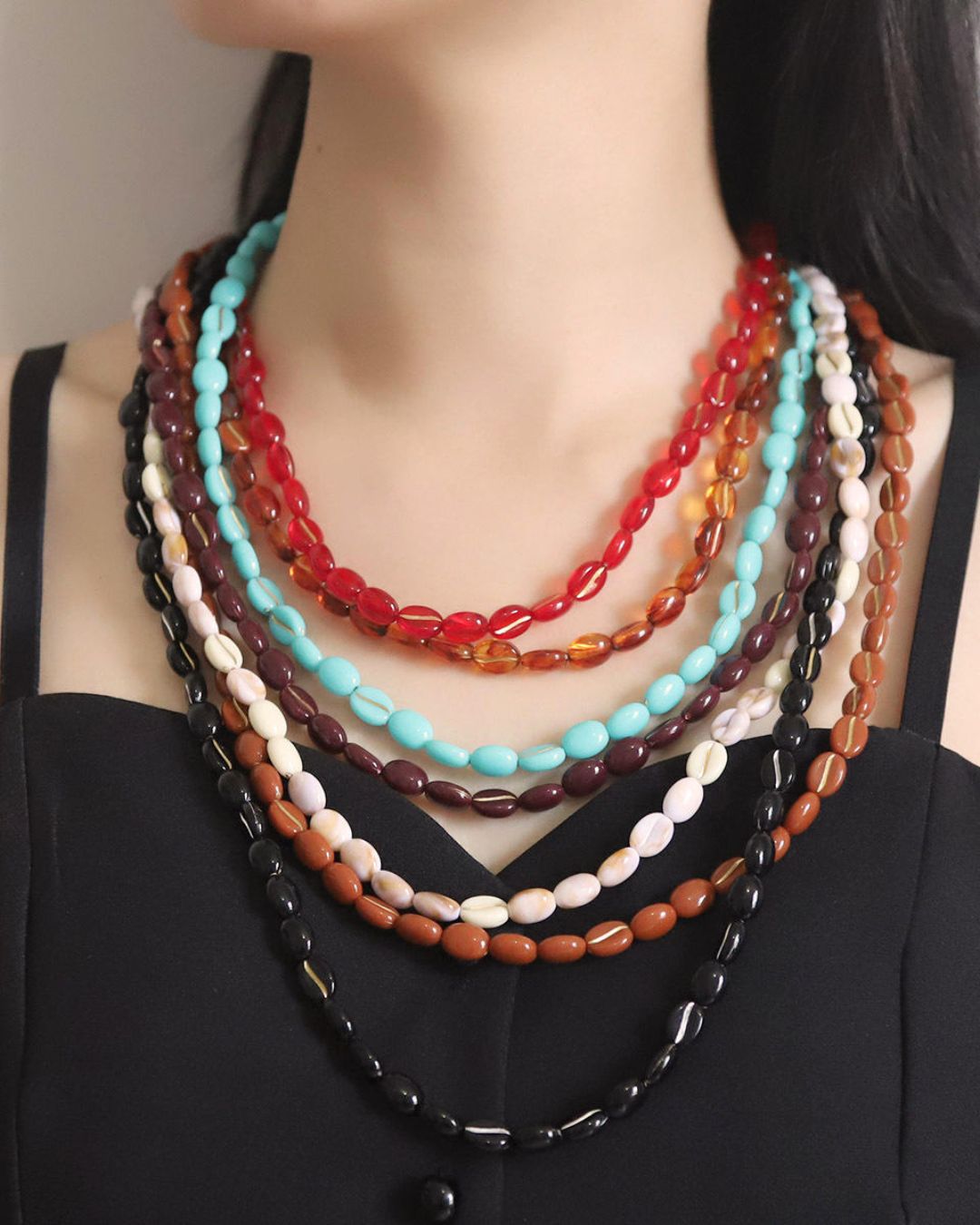 Resin Multi-strand Beaded Necklace