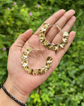 Golden Petal Hoop Earrings