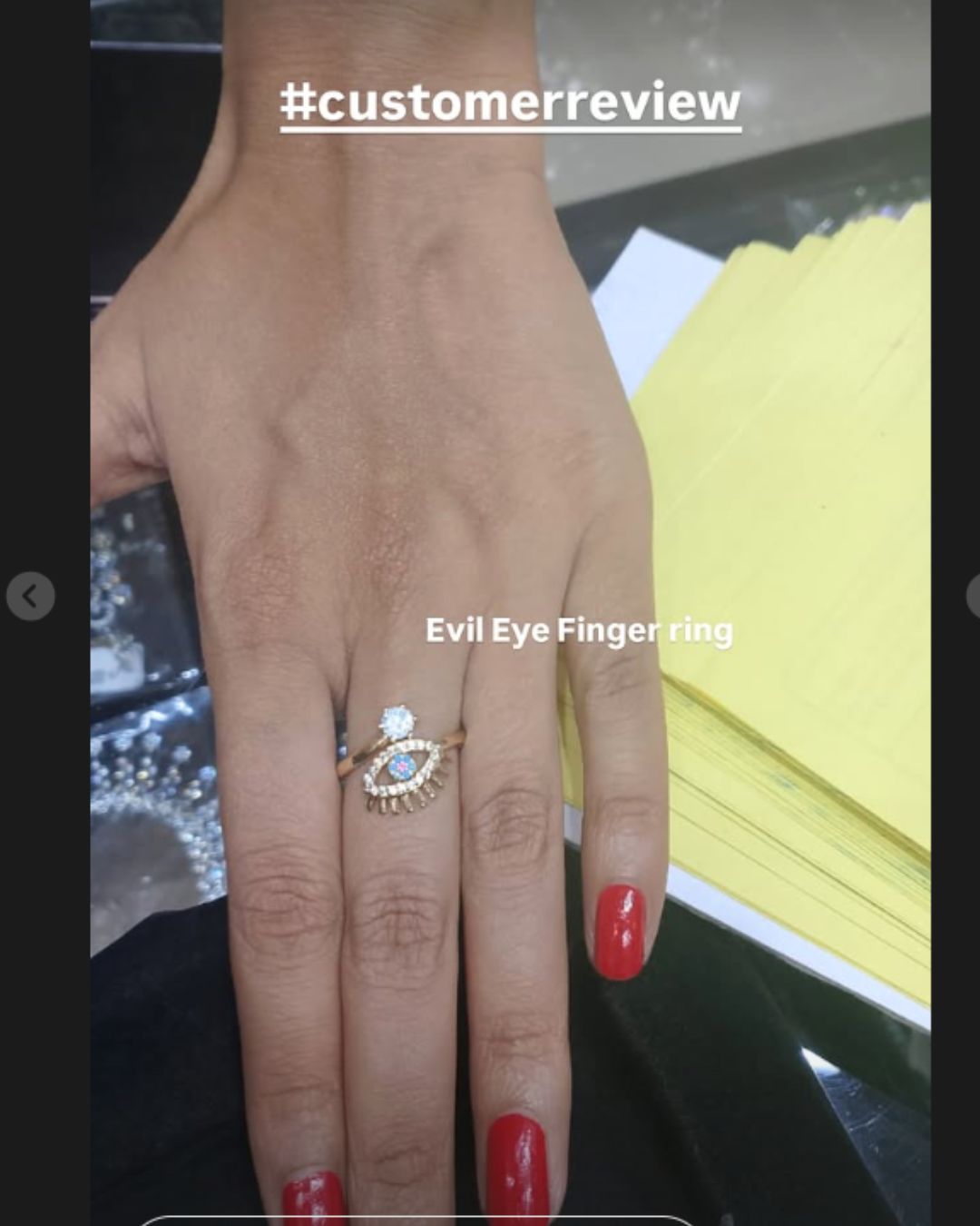 LAIDA Lashed Evil Eye Adjustable Finger- Ring