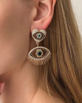 Heart Evil Eye Drop Earrings