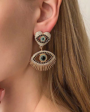 Heart Evil Eye Drop Earrings