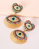 Heart Multi Evil Eye Earrings