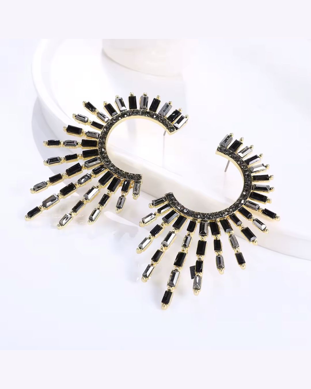 Black Spiral Drop Earrings