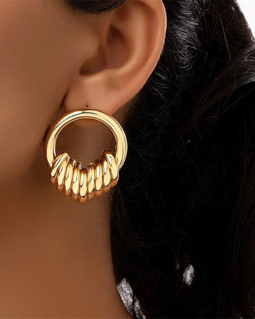 Gold-Plated Circular Earrings