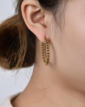Golden Ball Hoop Earrings