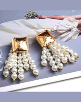 Golden Pearl Ball Statement Earrings