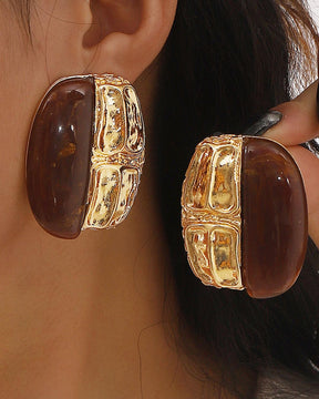 Structured Brown Stud Earrings