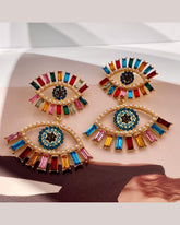 Multicolor Evil Eye Drop Earrings