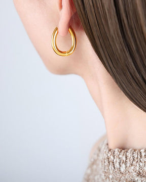 Oval Golden Hoop Earrings