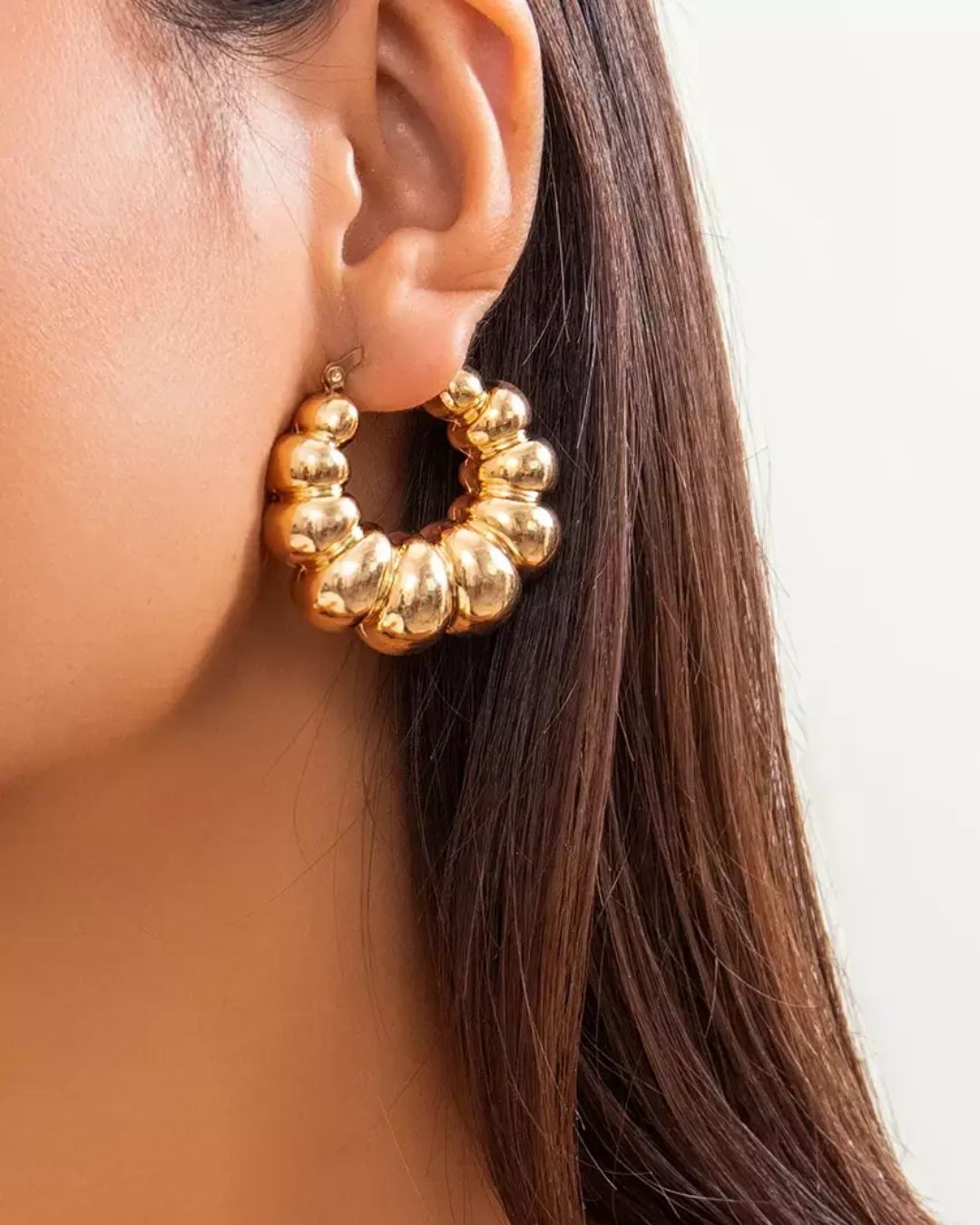 Golden Ball Small Hoop Earring