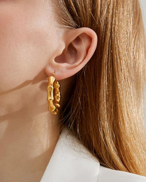 Textured Golden Hoop Earring