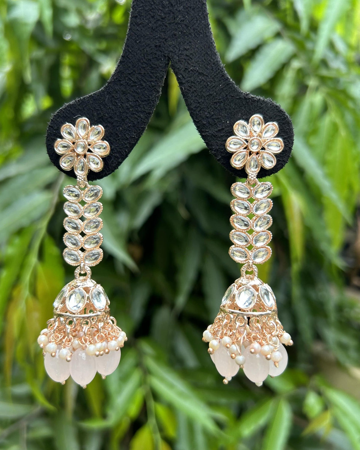 Rose Gold Plated Pink Jhumka
