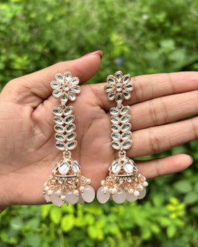 Rose Gold Plated Pink Jhumka