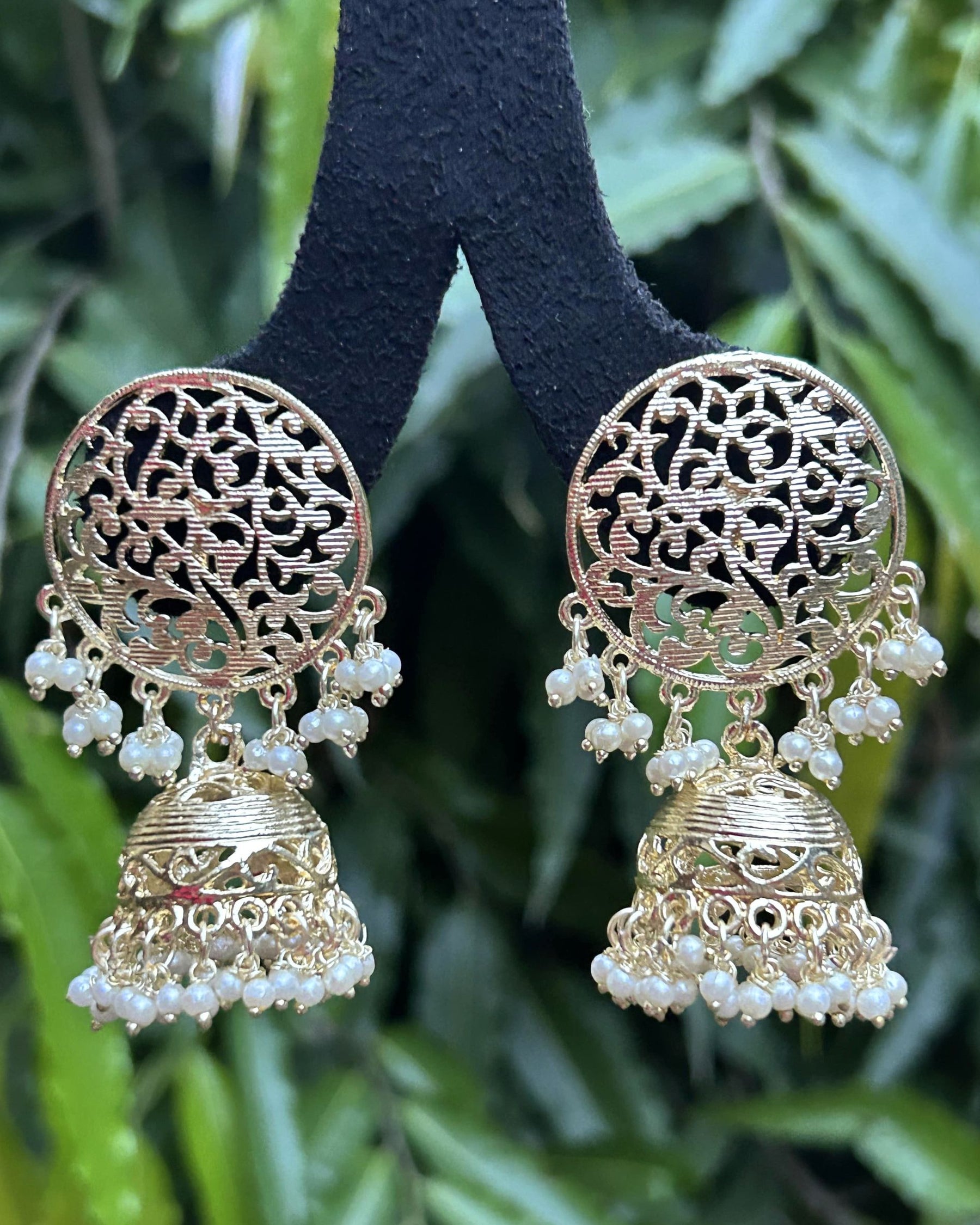 Gold-Toned Gold Plated Dome Shaped Jhumka