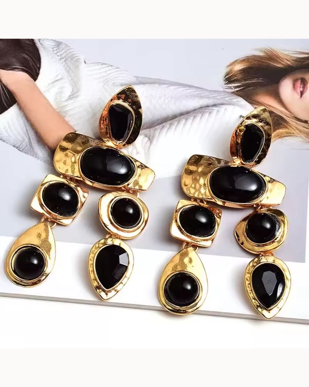 Structured Black Statement Earrings