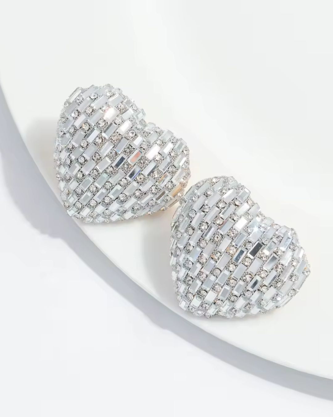 Bling Blogger Silver Rainbow Heart Earrings - Big