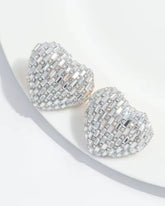 Bling Blogger Silver Rainbow Heart Earrings - Big