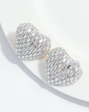 Bling Blogger Silver Rainbow Heart Earrings - Big