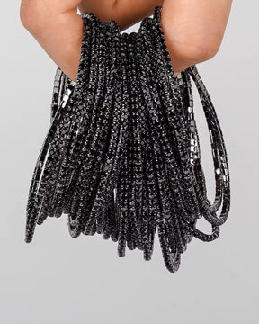 Stretchable Black Rainbow Rhodium-Plated  Bracelet - Pack of 12