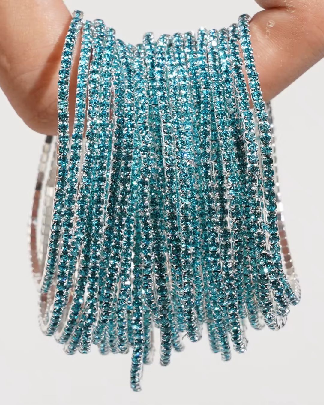 Stretchable Ocean Blue Silver Plated Bracelet - Pack of 12