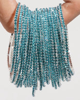 Stretchable Ocean Blue Silver Plated Bracelet - Pack of 12