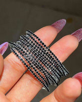 Stretchable Black Silver Plated Bracelet - Pack of 12