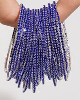 Stretchable Royal Blue Silver Plated Bracelet - Pack of 12