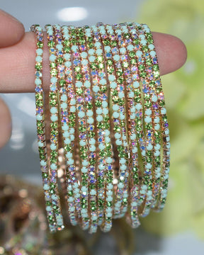 Stretchable Lime Green Bracelet Silver Plated - Pack of 12