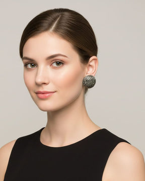 Bling Blogger Rhodium  Stud Earrings - Big