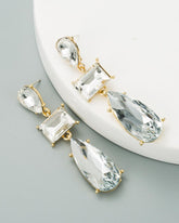Silver Rhinestone Pear Drop Earrings